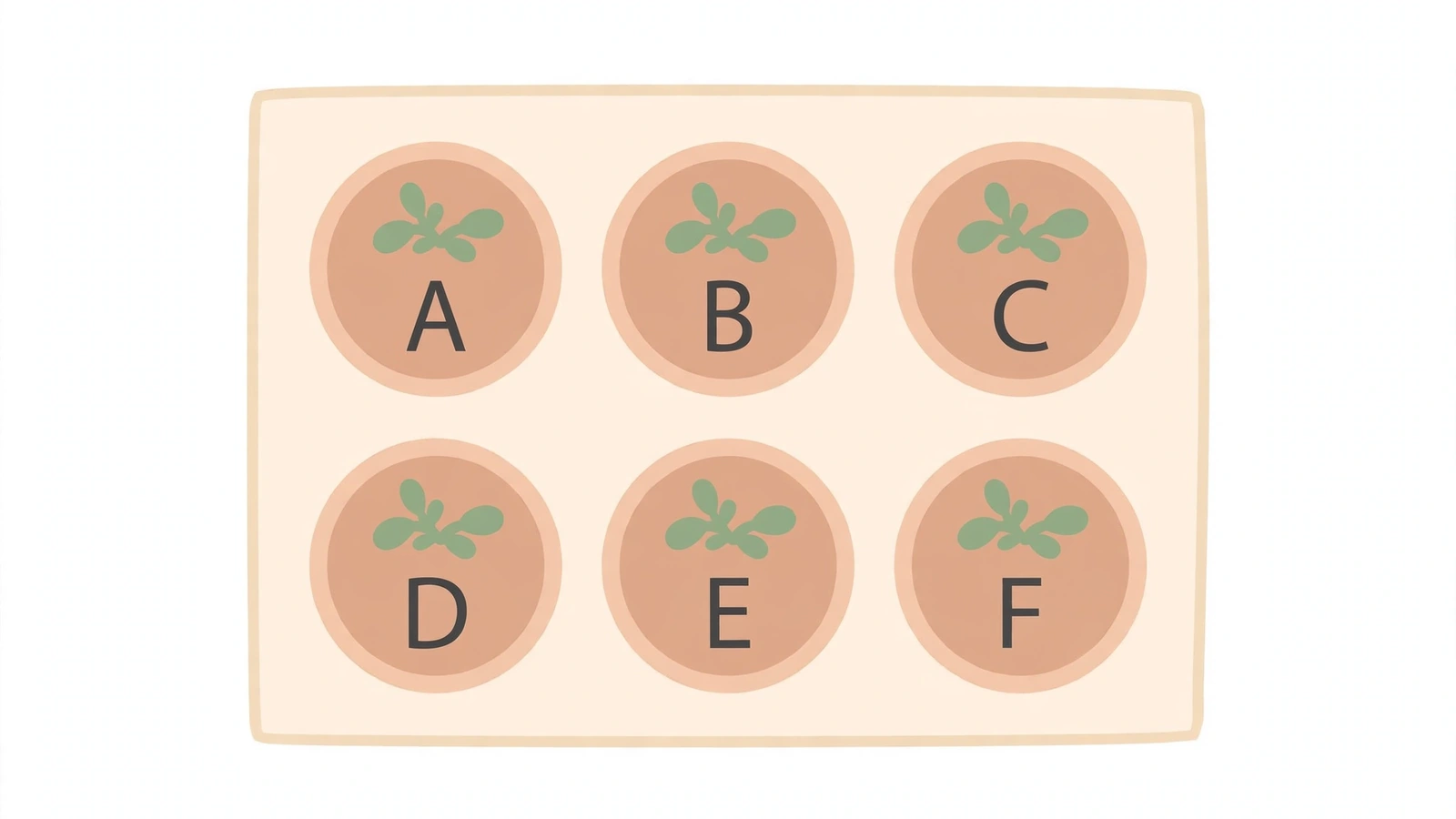 AI-generated overhead layout diagram of six labeled pots on a balcony